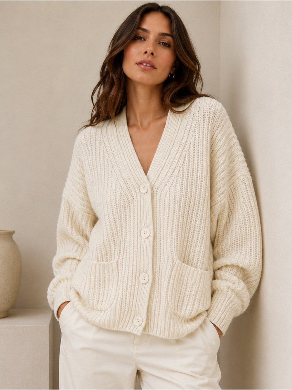 Iris von Arnim 100% Cashmere Cardigan Sweater M Made in Italy Luxury Knit Maxine